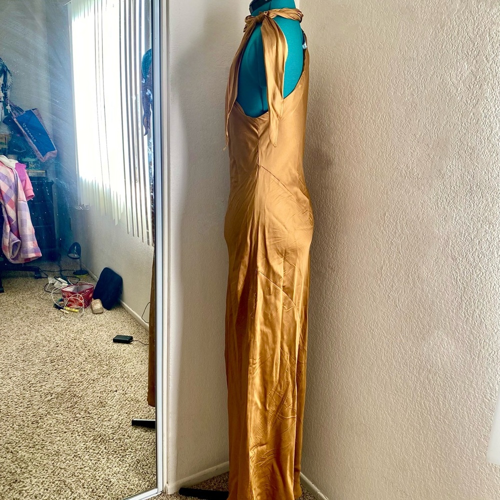Young Fabulous and Broke Copper Silk Dress L - Picture 4 of 7